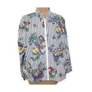 John Henry Reversible Jacket Womens XL Full Zip Garden Print Cottagecore Vintage